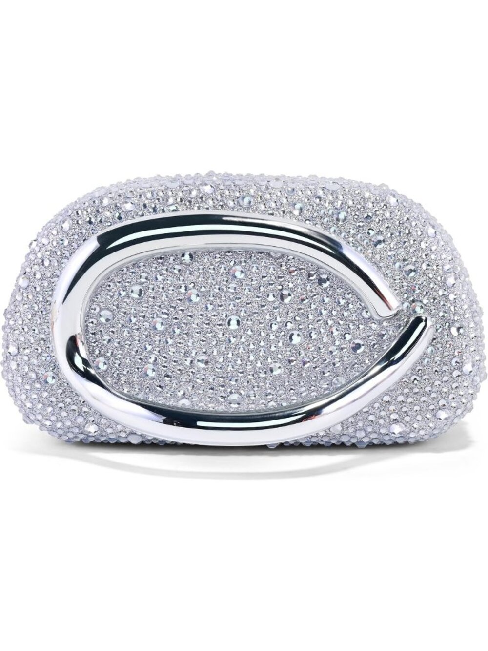 〽️Women's Silver Rhinestone Clutch Purses Trendy C Handle Evening Bag with Chain